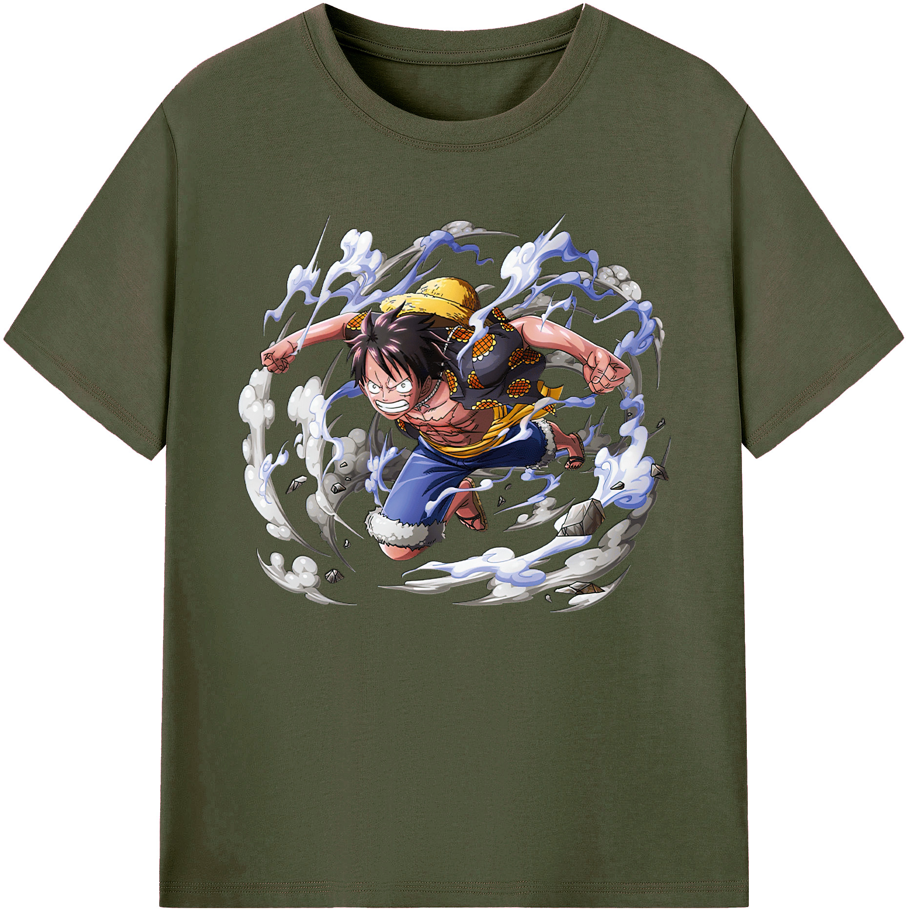 ワンピース モンキー・D・ルフィ ONE PIECE Monkey D. Luffy 綿100％ メンズ半袖Tシャツ｜肌触りやわらか＆通気性